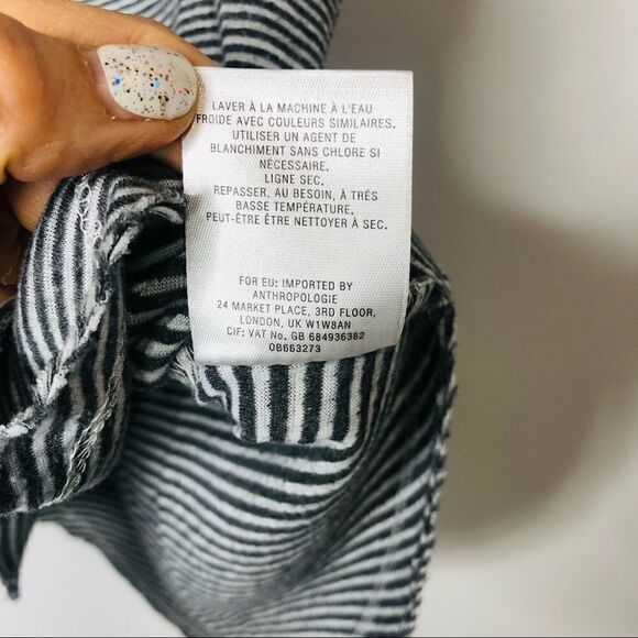 Anthropologie Postage Stamp Gray White Stripe Tank - Picture 7 of 11